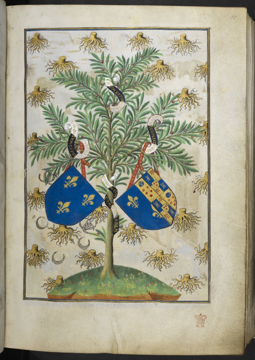 Wapenschildpagina, uit het Getijdenboek (De Bedford Hours) c.1410-30 door French School