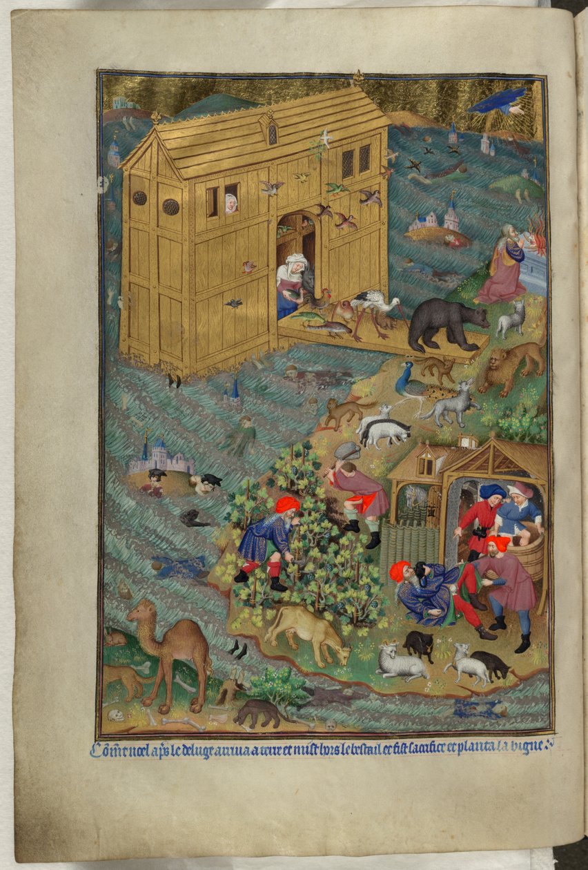 De uitgang uit de Ark, uit Getijdenboek (The Bedford Hours) c.1410-30 door French School
