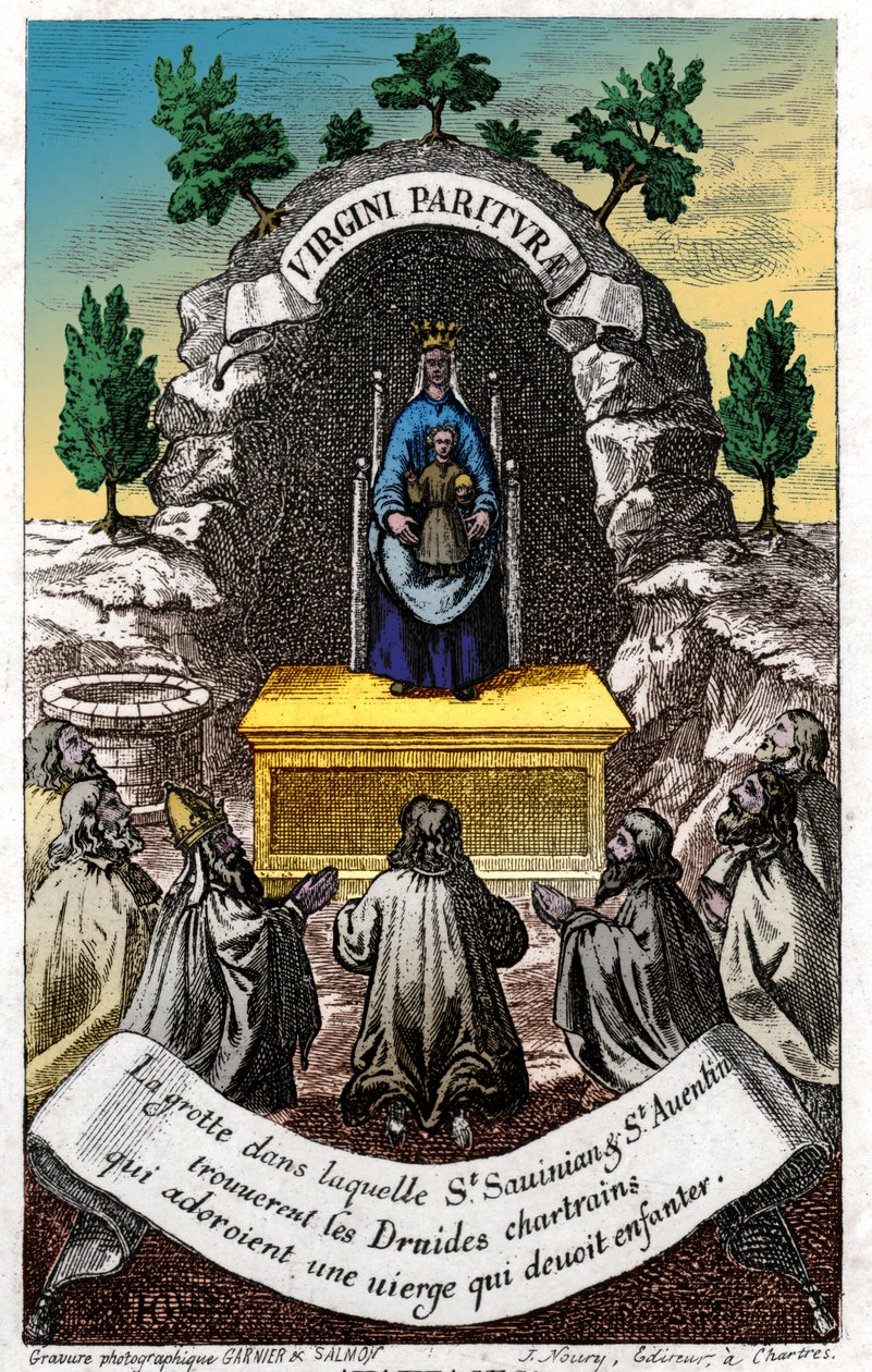 Aanbidding van de Maagd Maria (gravure) door French School