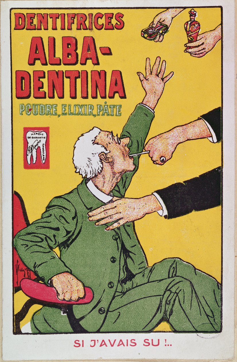 Advertentie voor Alba-Dentina tandpasta, ca. 1900 door French School