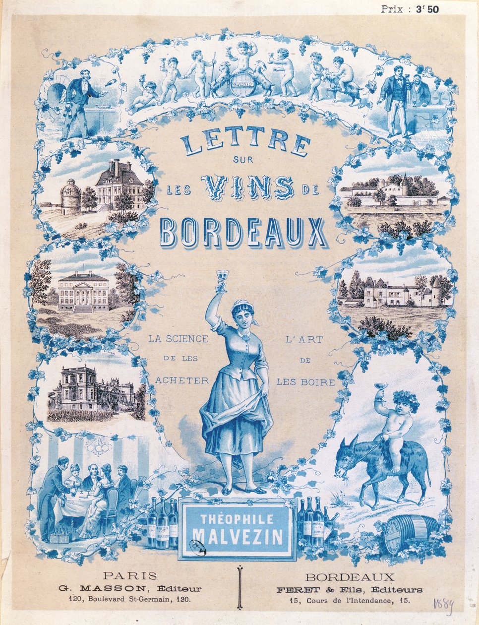Advertentie ter promotie van de publicatie van Lettre sur les Vins de Bordeaux door Theophile Malvezin, 1889 door French School