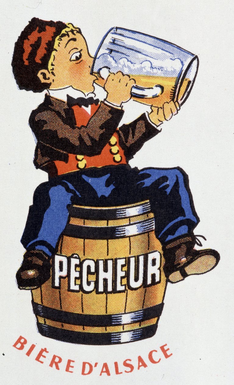 Reclame voor Elzas bier Fisherman door French School