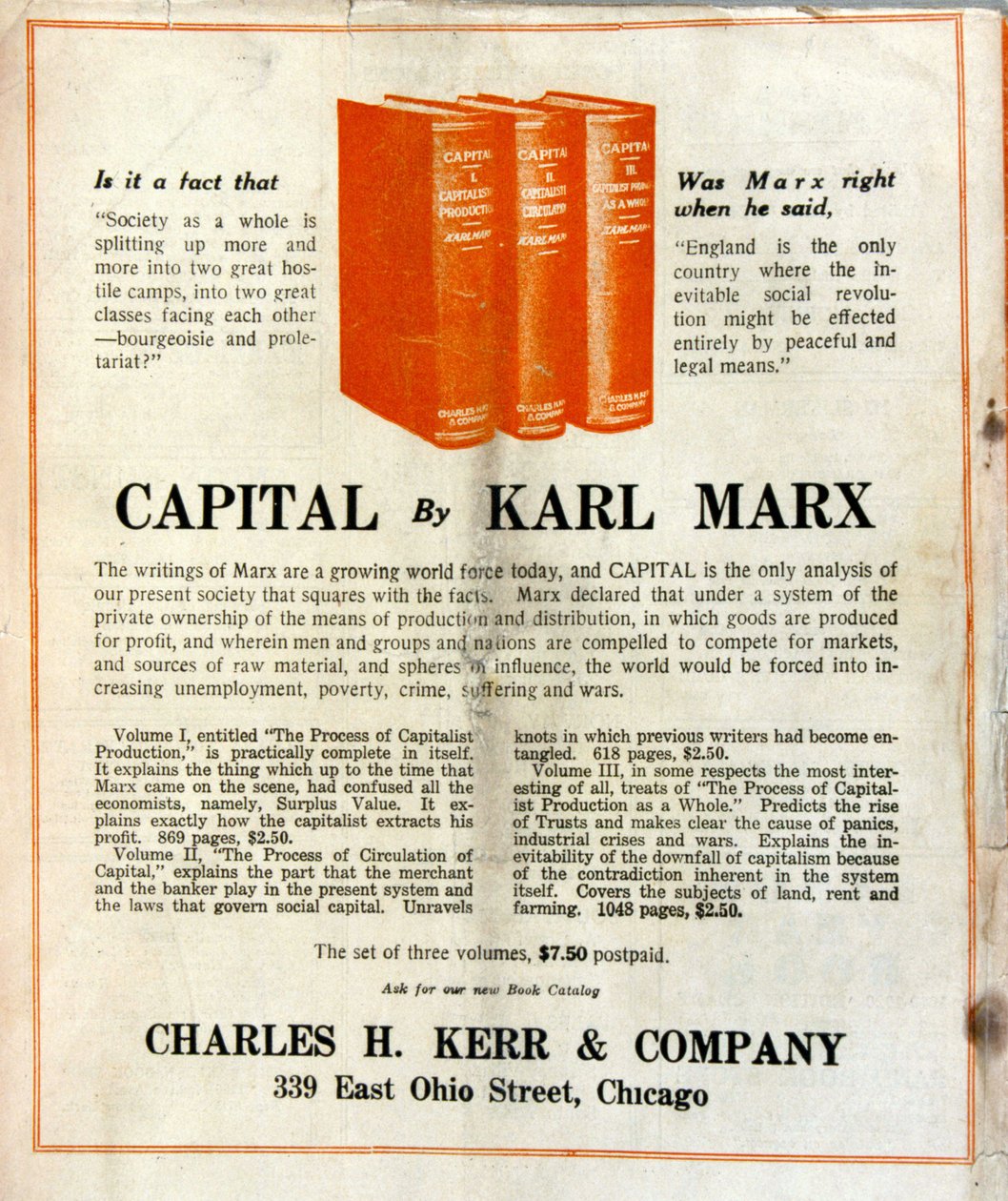 Reclame voor de verkoop van Karl Marx