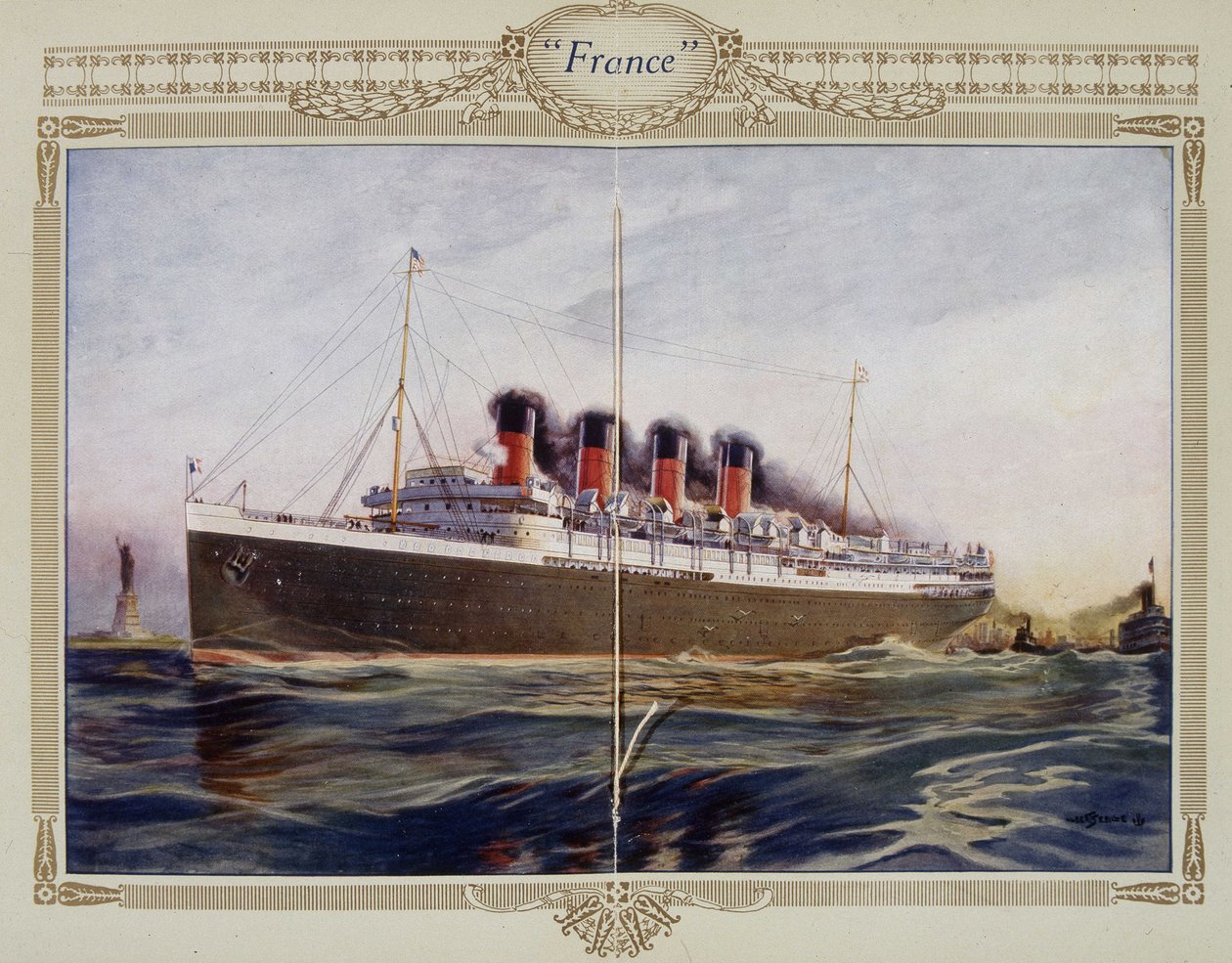 Reclamfolder van de lijnboot France, 20e eeuw door French School