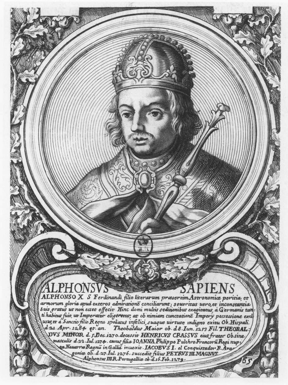 Alfonso X, de Wijze (gravure) door French School