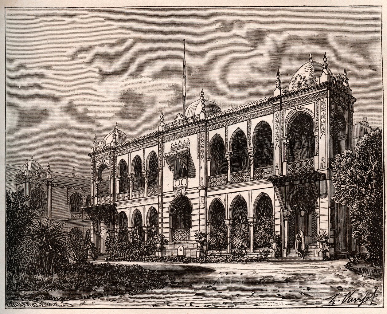 Algiers - Gouverneurspaleis in Mustapha - gravure in 