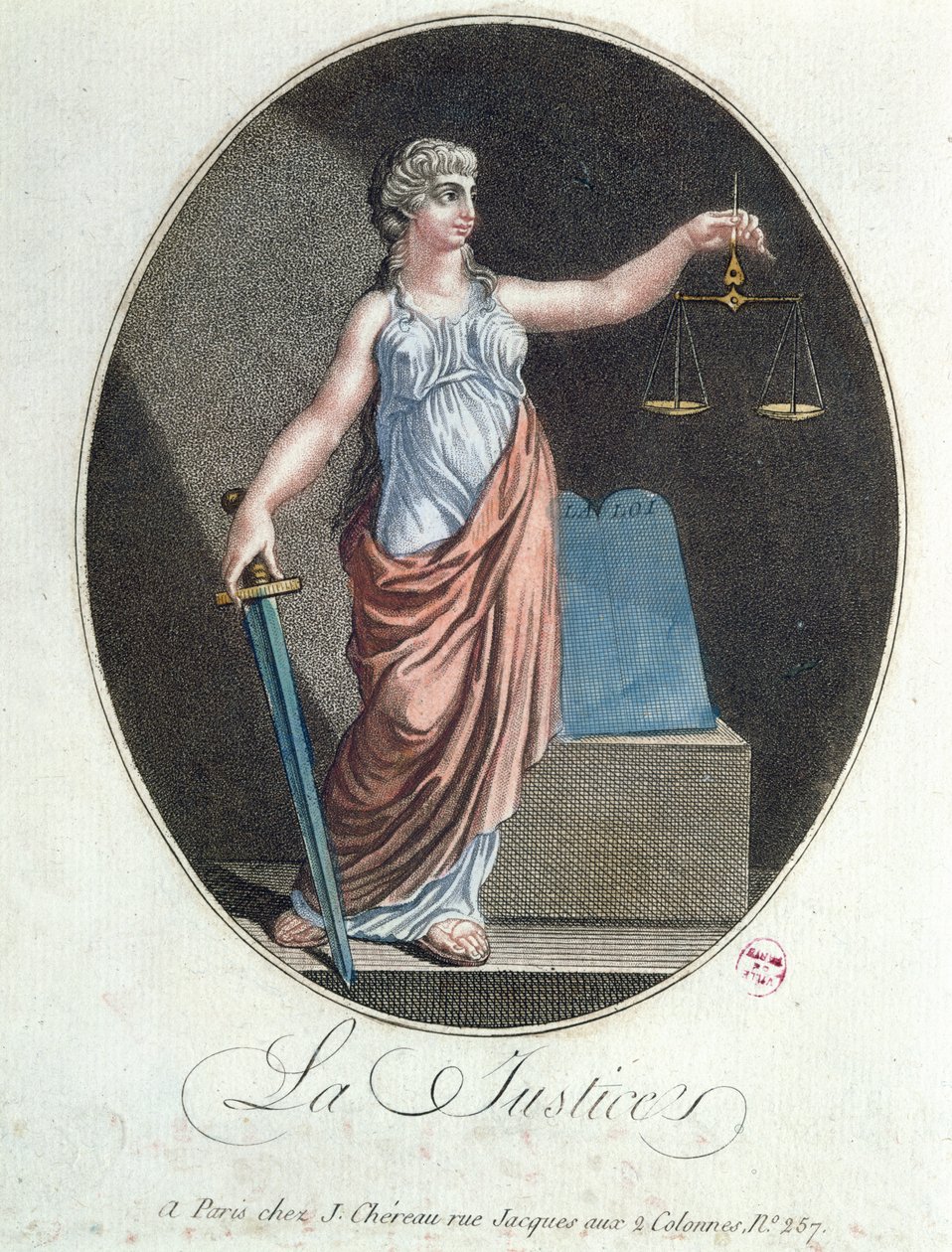 Allegorie van Justitie, uitgegeven door J. Chereau, Parijs, 1792 door French School