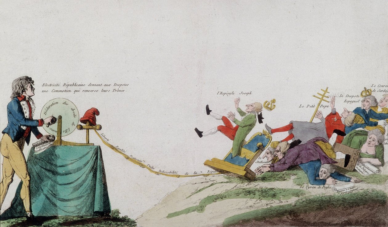 Allegorie van de Franse Revolutie die alle tronen van de gekroonde rovers verwijdert door French School