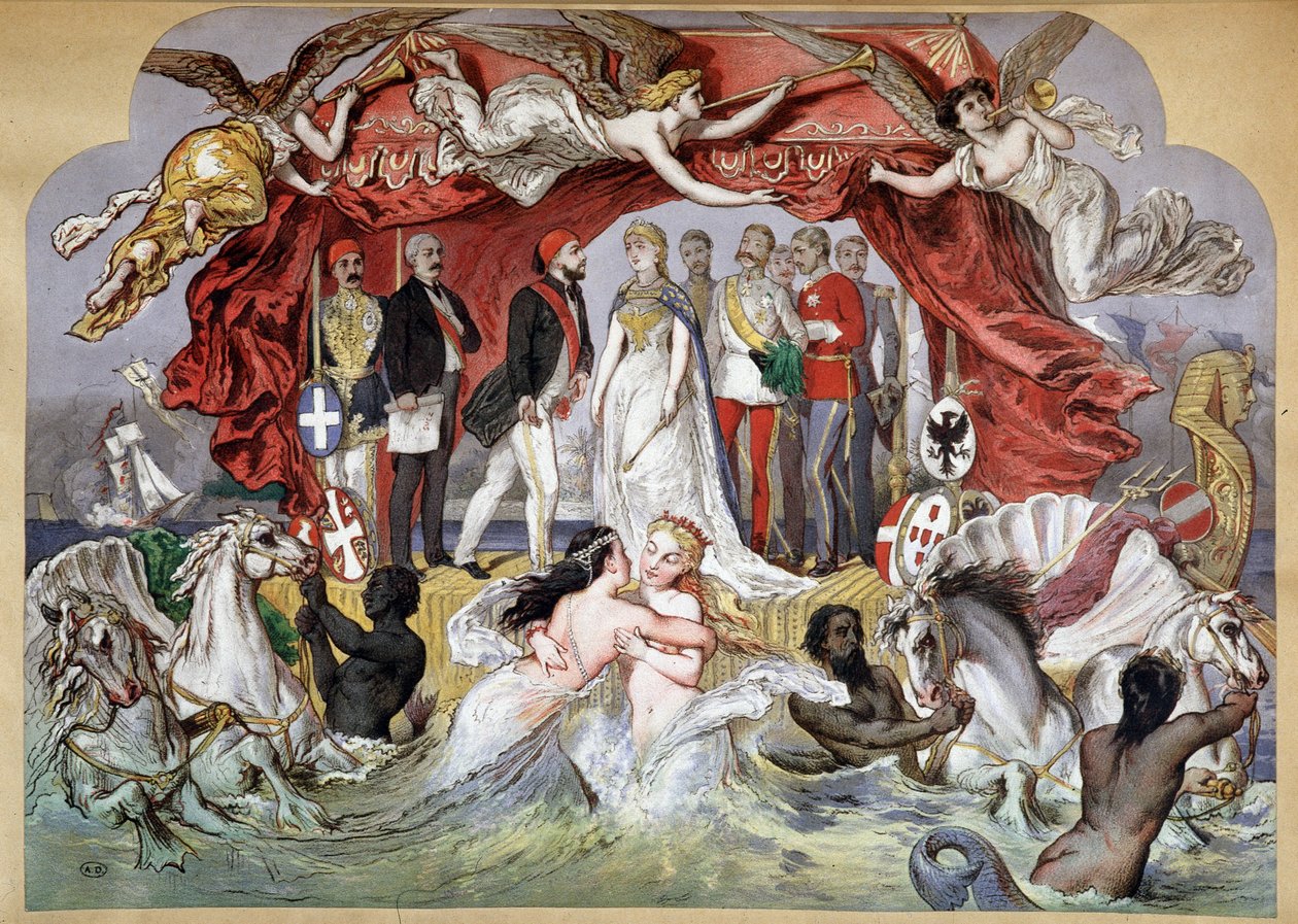 Allegorie van de inauguratie van het Suezkanaal op 17/11/1869 door French School
