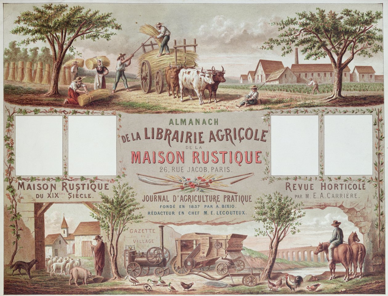 Almanak met traditionele en moderne landbouwmethoden, ca. 1870-80 door French School