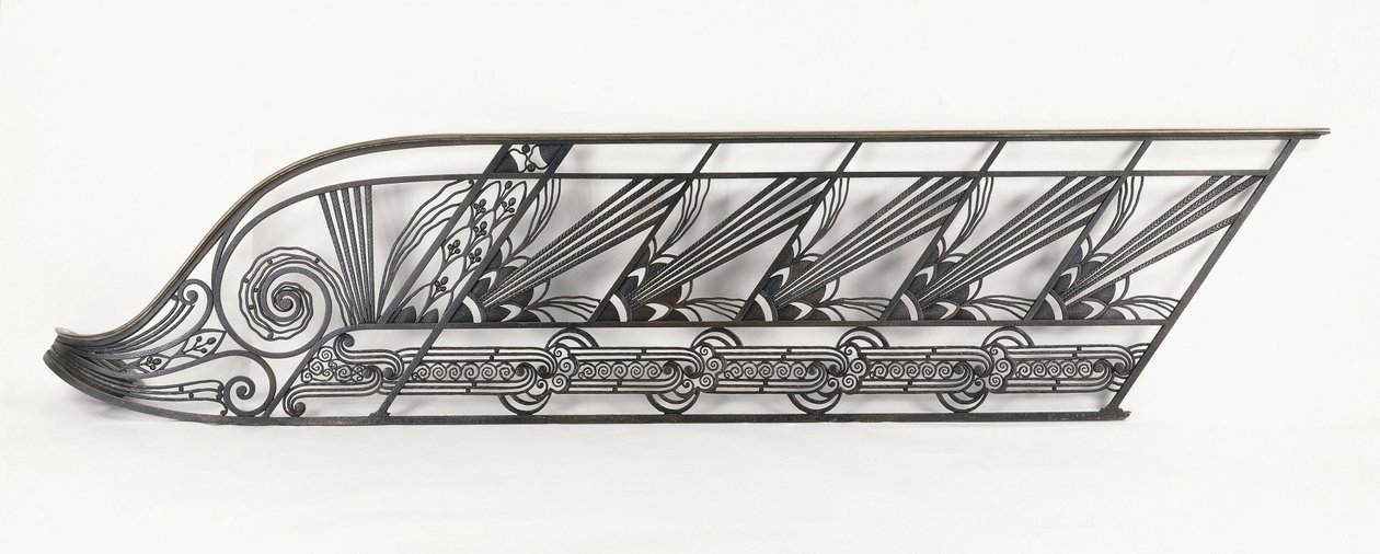 Een Art Deco trapleuning ontworpen door Delion door French School