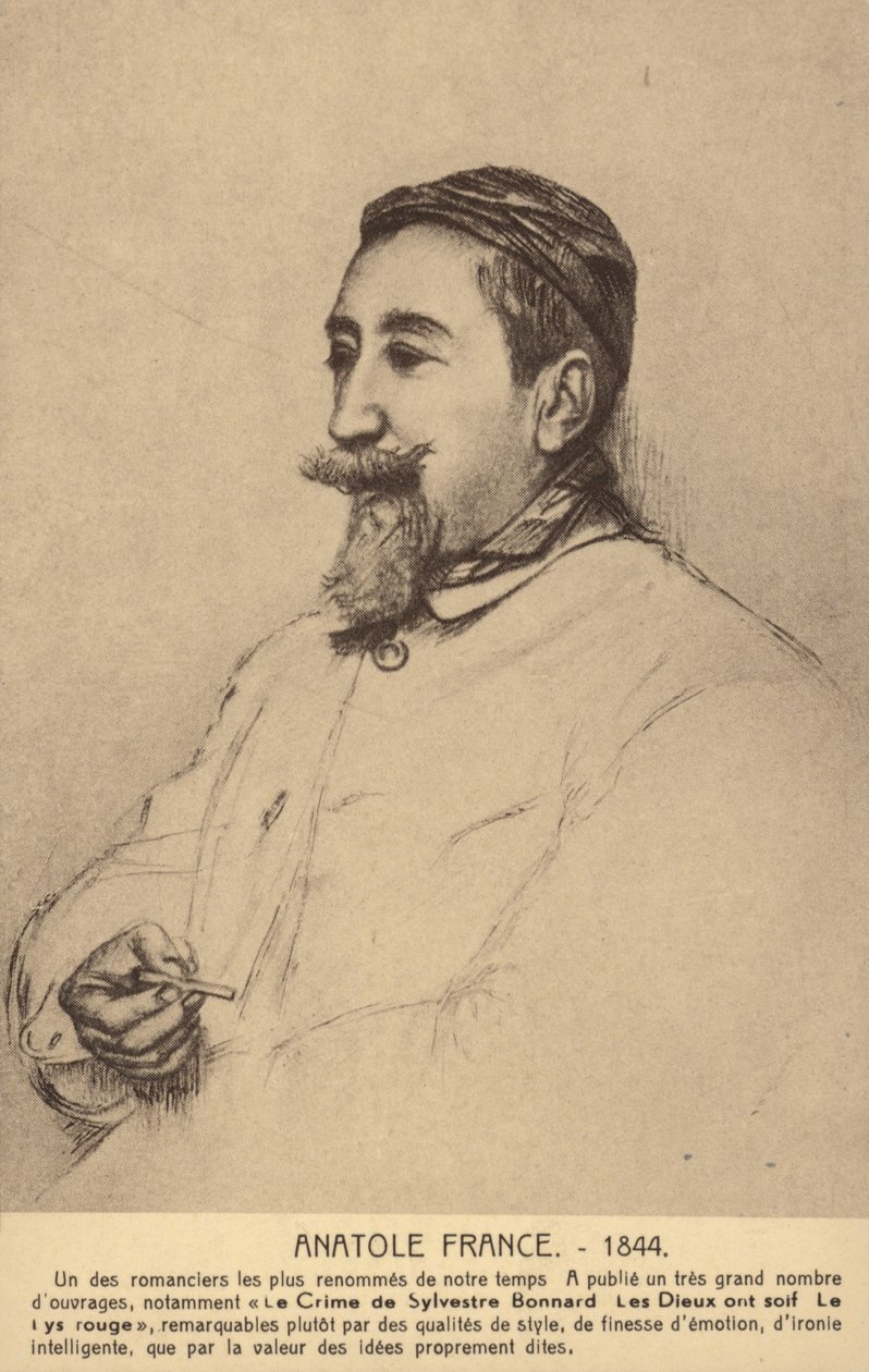 Anatole France (1844-1924), Frans dichter, journalist en romanschrijver (litho) door French School