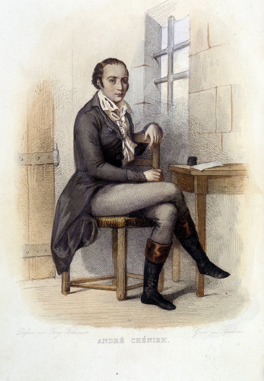 Andre Chenier (1762-1794), Franse dichter, a la Concierge - in "Le Plutarque francais", Ed. Mennechet door French School