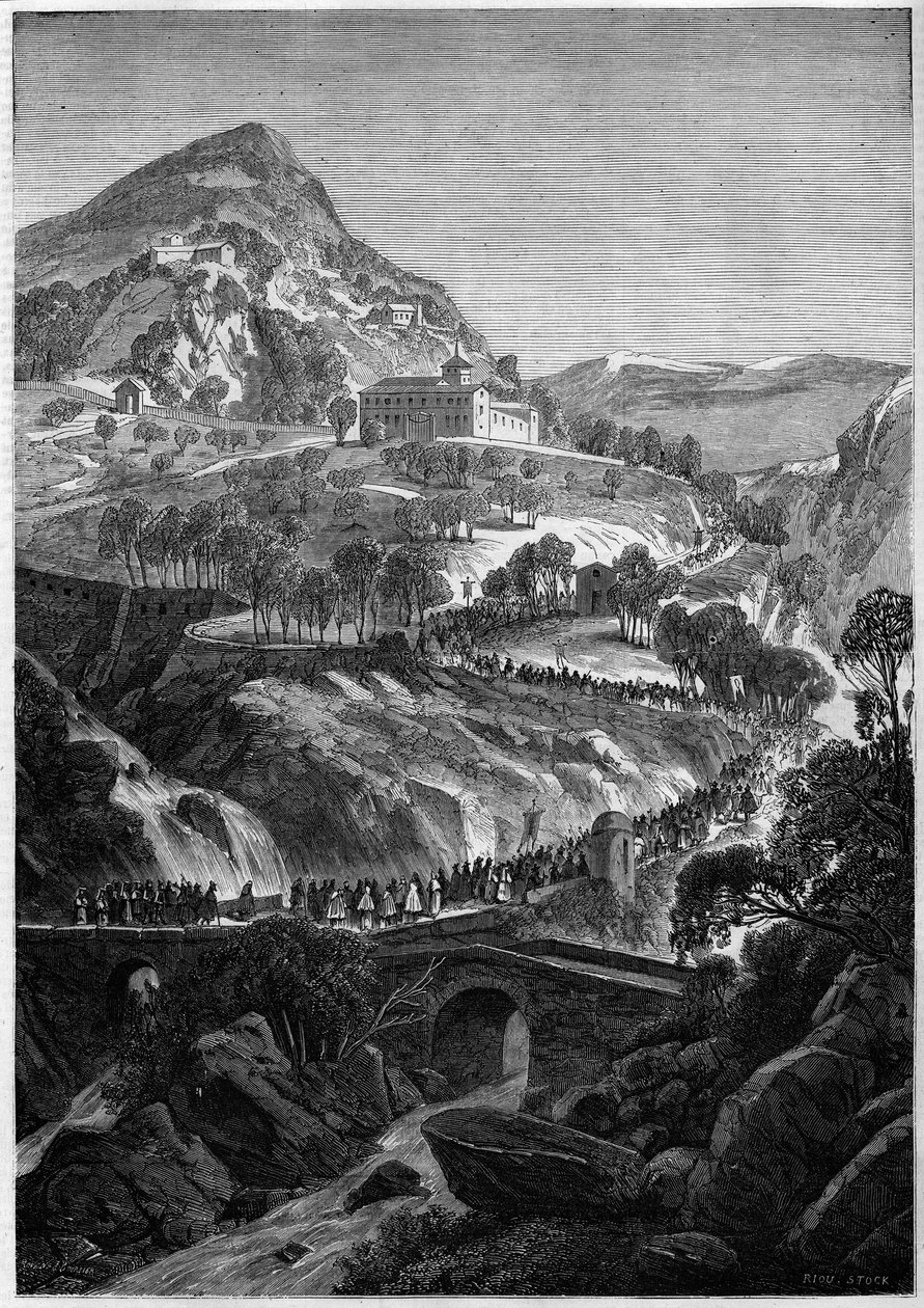 Jaarlijkse pelgrimstocht op 21 maart naar het klooster van St. Benoit op de berg Caro, Italië door French School