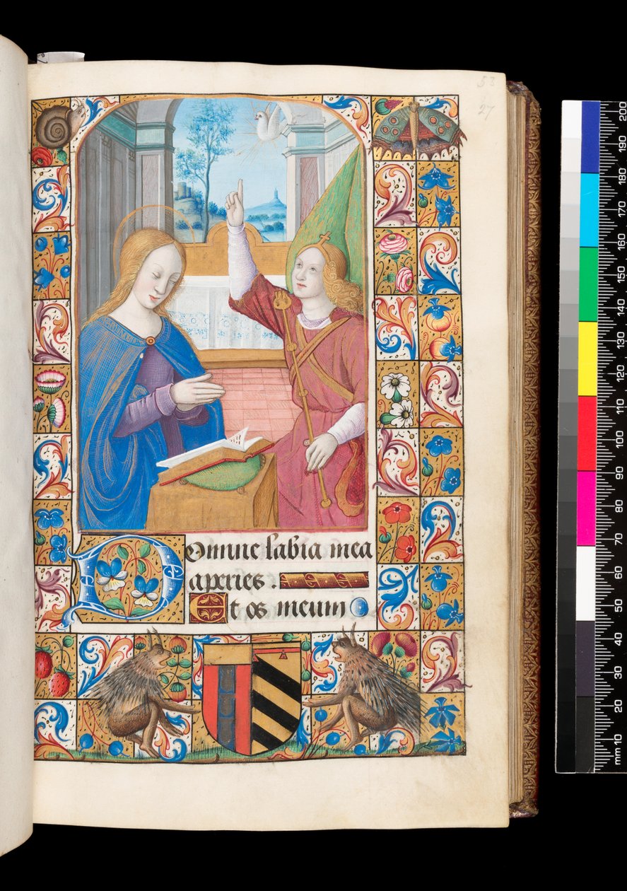 Aankondiging uit Getijdenboek, MS 92 f.27r, West-Frankrijk door French School