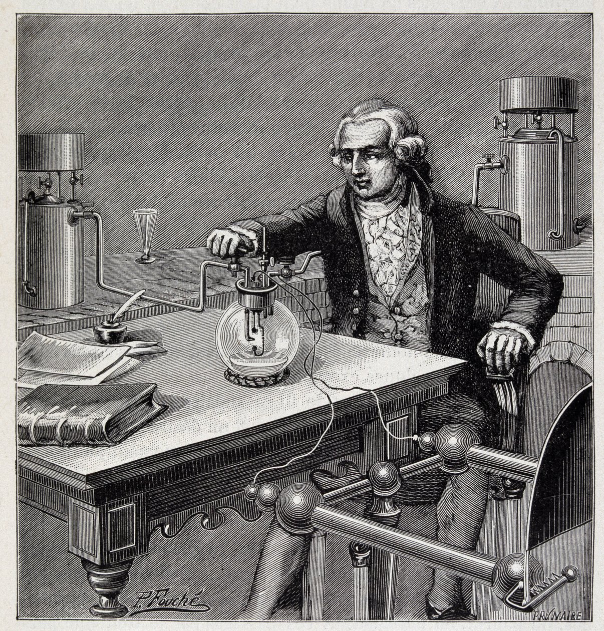 Antoine Laurent de Lavoisier (1743-1794) leidt een experiment - in 
