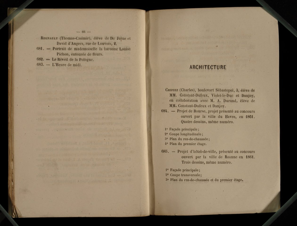 Architectuur Hoofdstuk, uit de Salon des Refusés, 1863 door French School