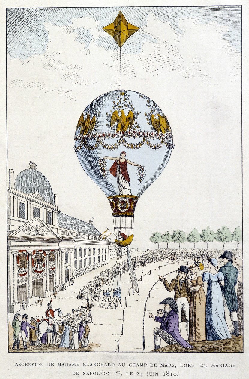 Ascensie van Madame de Blanchard naar Champs-de-Mars, bij het huwelijk van Napoleon I, 24 juni door French School