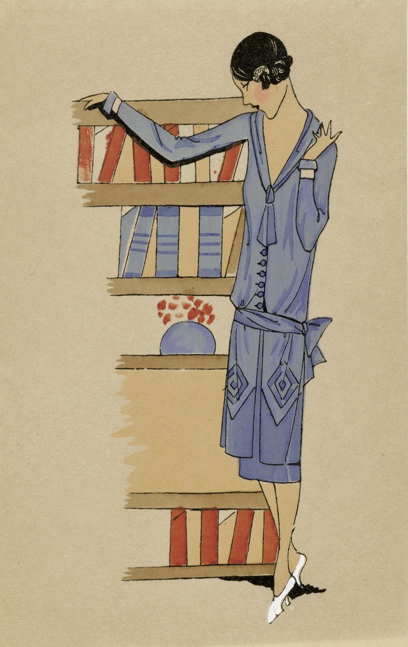 "Thuis", uit Costumes Parisien, geb. 1925 (pochoirprint) door French School