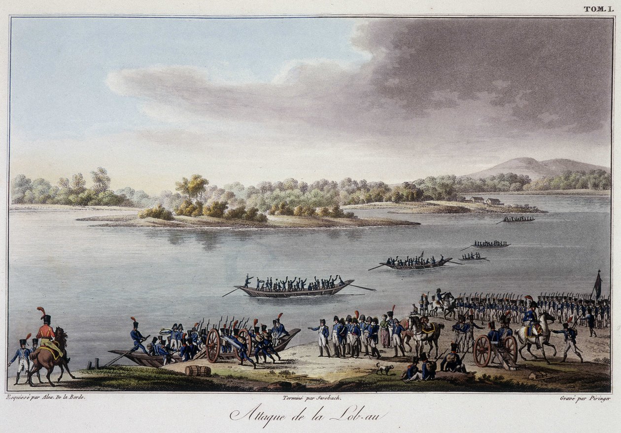Aanval op Lobau in 1809 - in Précis historique de la guerre entre la France et l