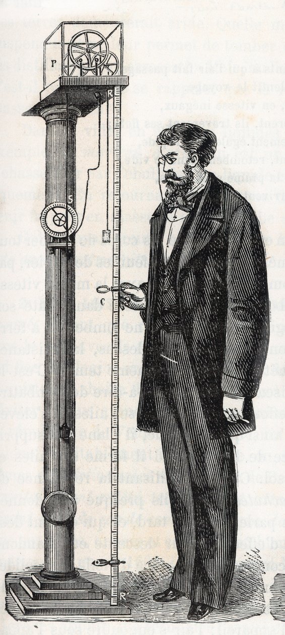 Atwood-machine uitgevonden in 1784 door George Atwood (1745-1807) - Gravure in 