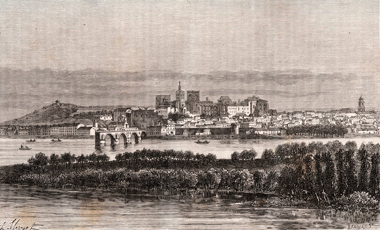 Avignon in de Vaucluse - gravure in 