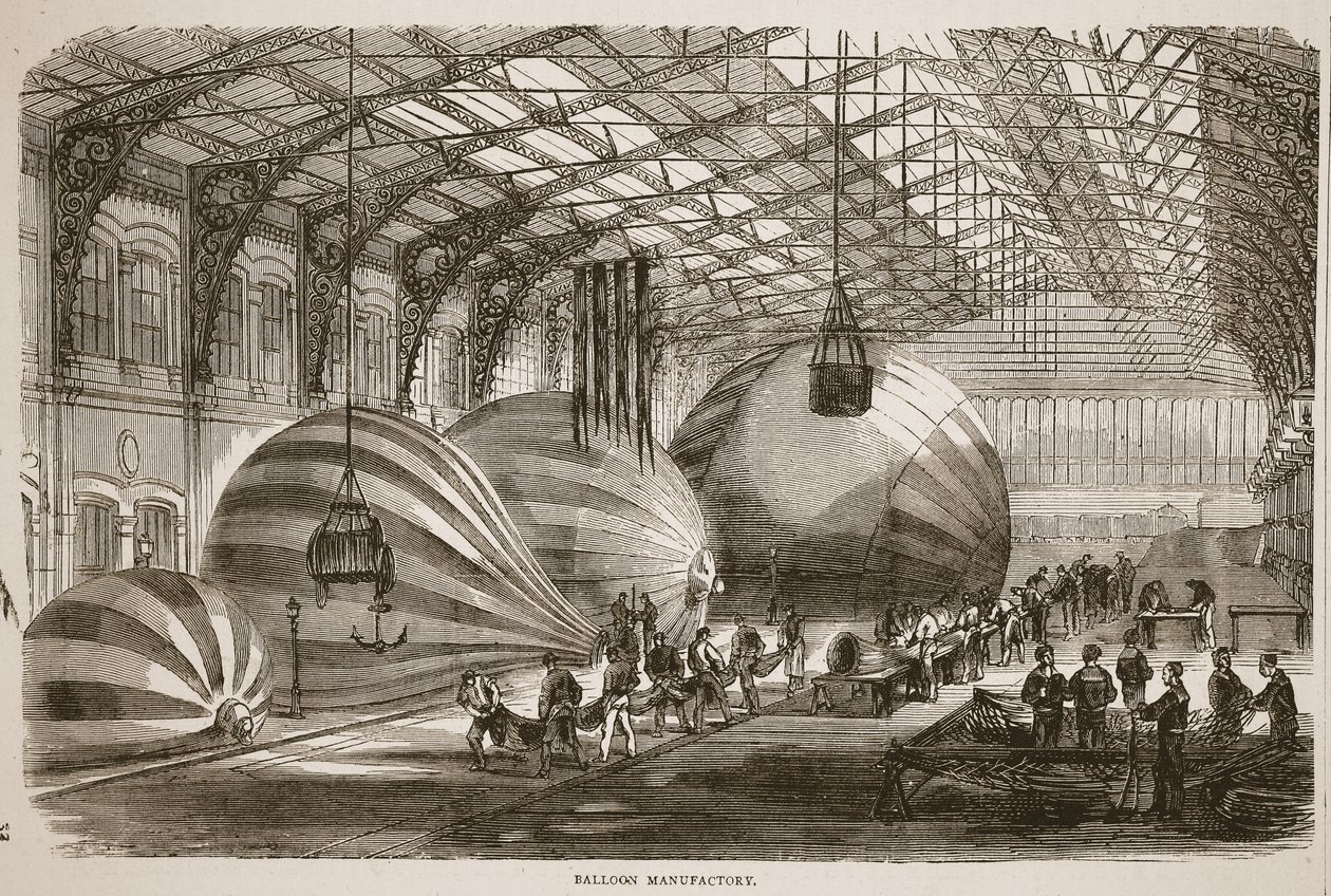 Ballonfabriek, illustratie uit Cassells Geschiedenis van de Oorlog tussen Frankrijk en Duitsland, 1870-1871 door French School