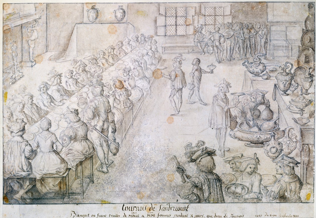Banket op het Sandricourt Toernooi in 1493 door French School