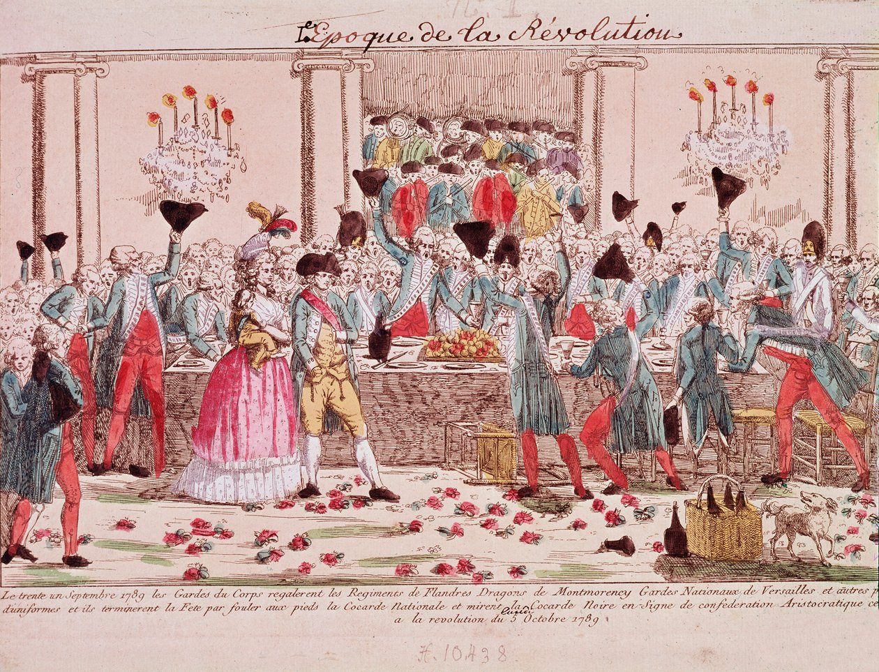 Banket gegeven op 1 oktober 1789, door de lijfwachten van de koning ter verwelkoming van de komst van het Vlaamse Regiment door French School