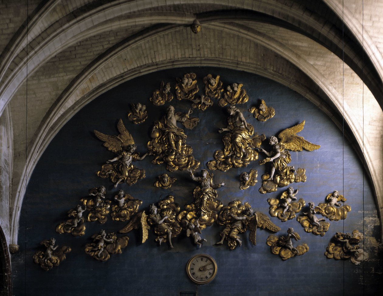 Barokarchitectuur: decor (17e eeuw). Muur aan de achterkant van het schip van de Kerk van Onze-Lieve-Vrouw van de Engelen. L
