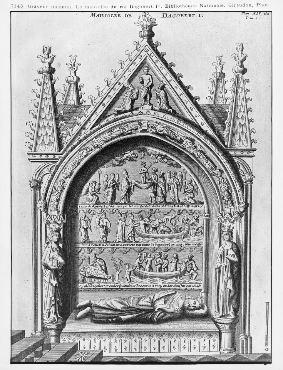 Basiliek Saint-Denis, Mausoleum van Dagobert I (605-39) Koning der Franken, gerestaureerd door Adolphe Victor Geoffrey-Dechaume (1816-92) in 1862 door French School