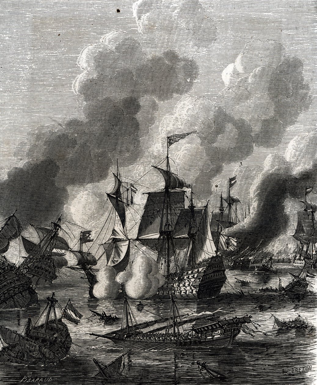 Slag bij Lagos was een zeeslag tijdens de Negenjarige Oorlog op 27 juni 1693 (gravure) door French School