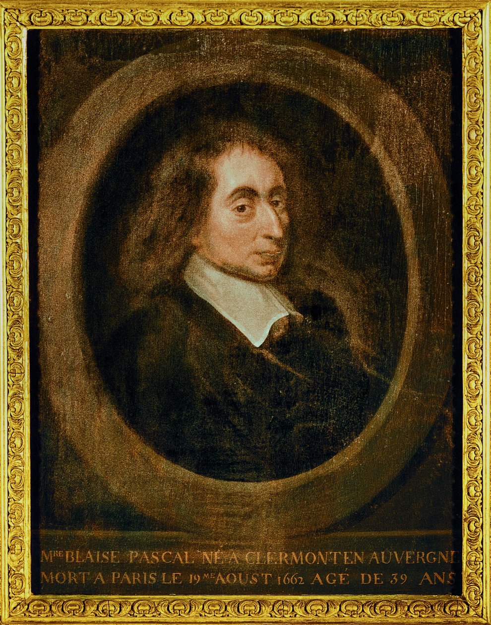 Blaise Pascal ... (olieverf op doek) door French School