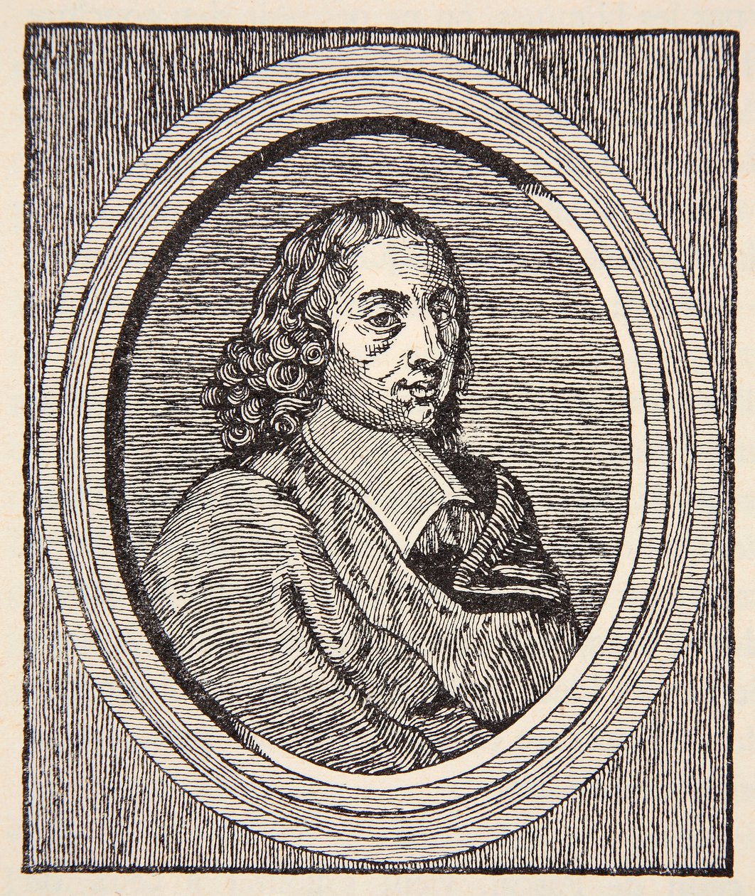 Blaise Pascal, illustratie uit Histoire de la Nation Francaise, Sciences, Volumes I & II, door Gabriel Hanotaux (1853-1944), 1924 door French School