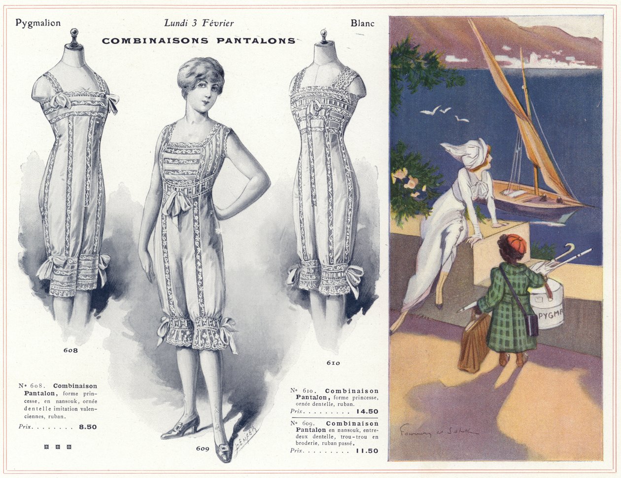 Blanc-Toile, Lingerie, Overhemden, etc (kleurenlitho) door French School