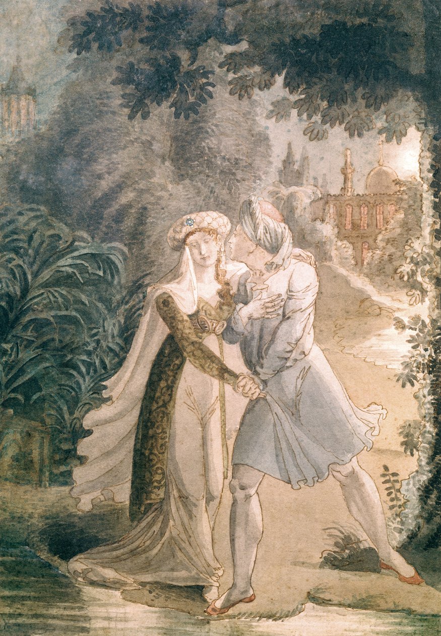 Blanca en Abon Hamet in de tuinen van het Alhambra, uit 
