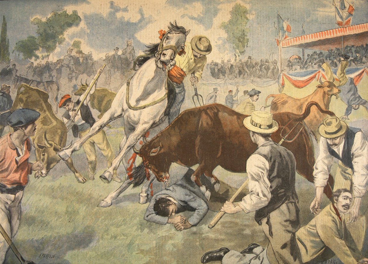 Bloedig ongeluk in Arles, illustratie uit Le Petit Journal: Supplement illustre, 1898 door French School