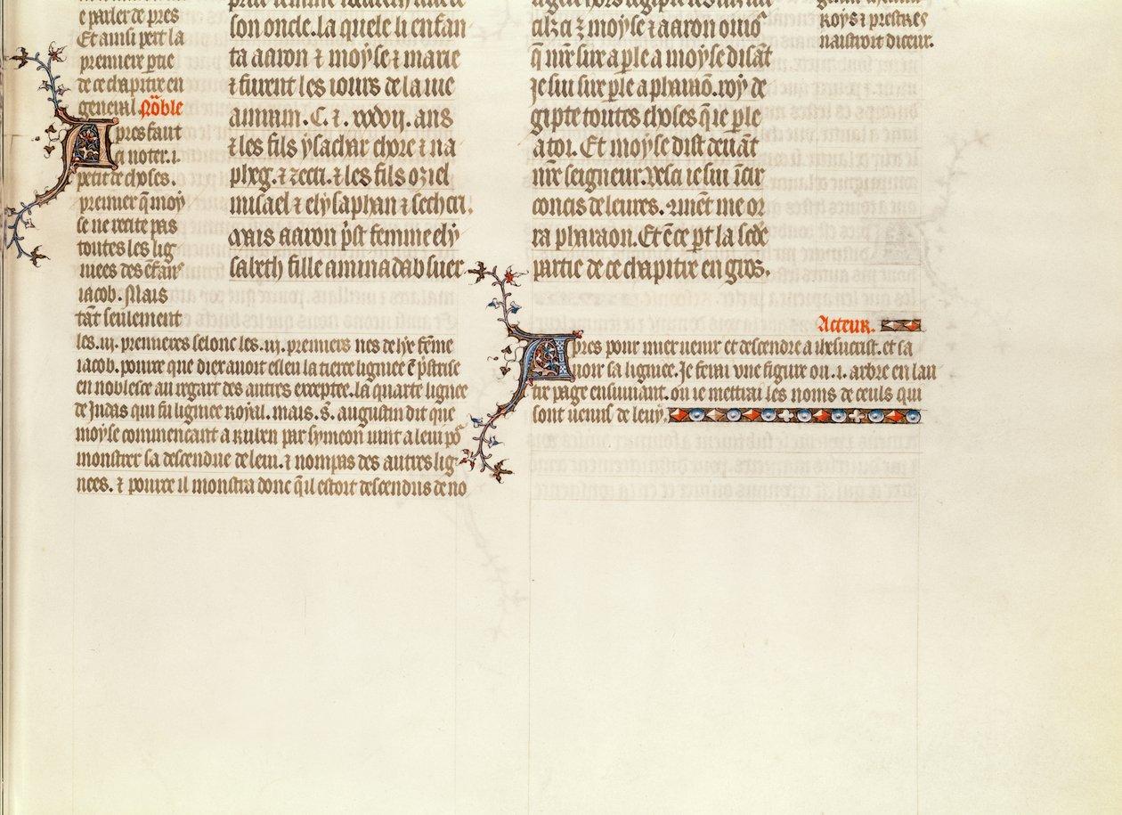 Onderkant van een pagina zonder miniatuur, uit De Bijbel van Jean de Sy, ca.1355 door French School