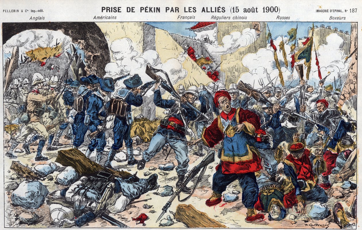 Boksersopstand (1898-1900): verovering van Peking door de geallieerden op 15 augustus door French School
