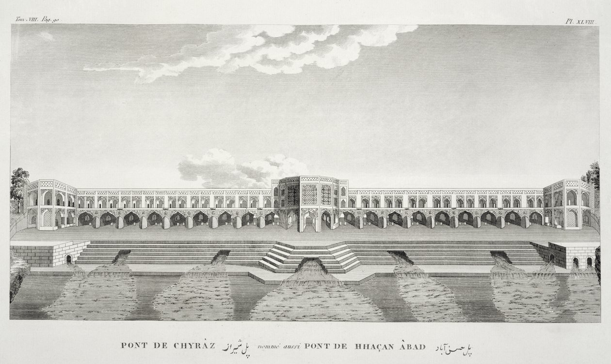 Brug van Shiraz, Isfahan, uit Voyages du Chevalier Chardin en Perse, et autres Lieux d