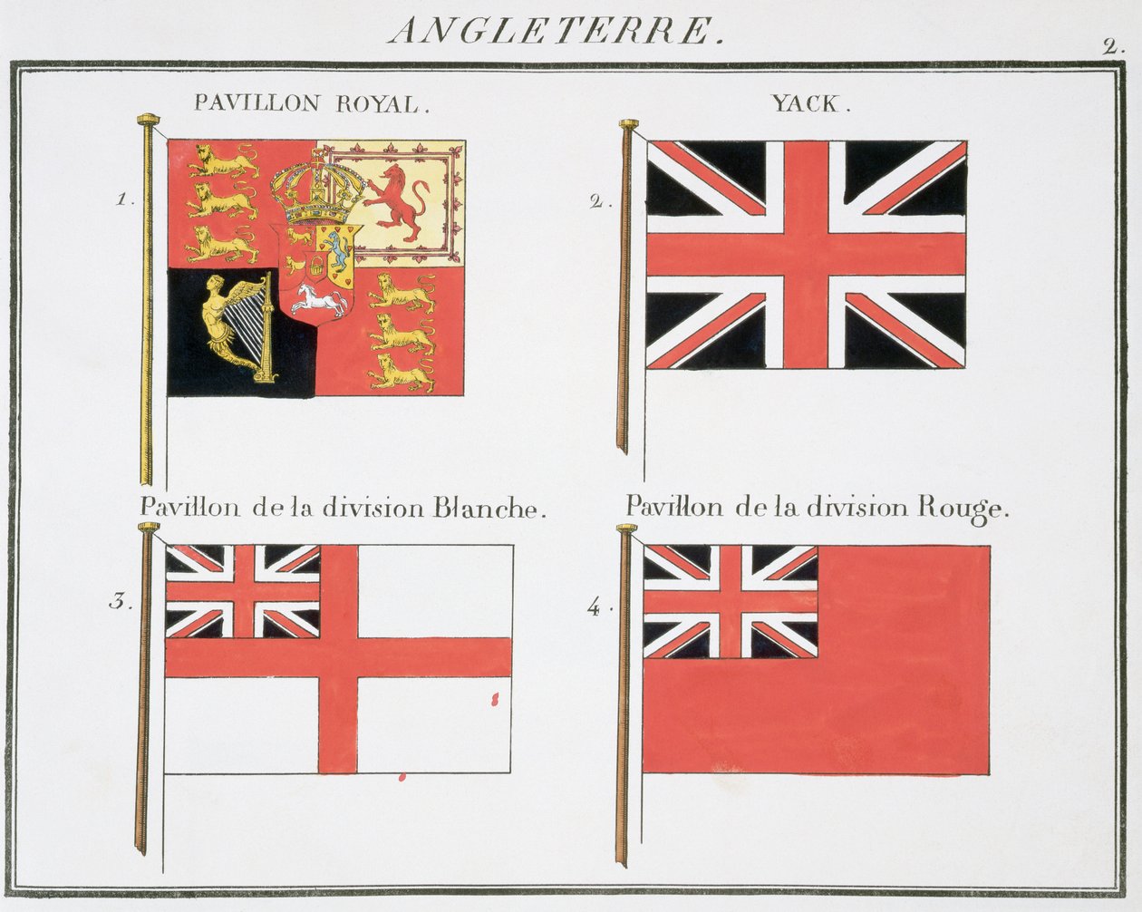 Britse Maritieme Vlaggen, uit een Frans vlaggenboek, ca. 1819 door French School