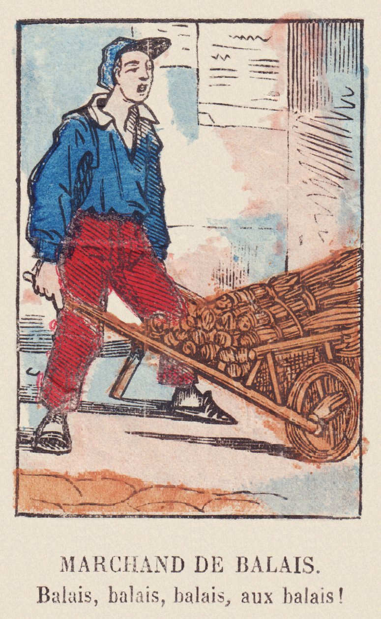 Bezemverkoper. Bezem, bezem, bezem, bezem!, rond 1819 (print) door French School