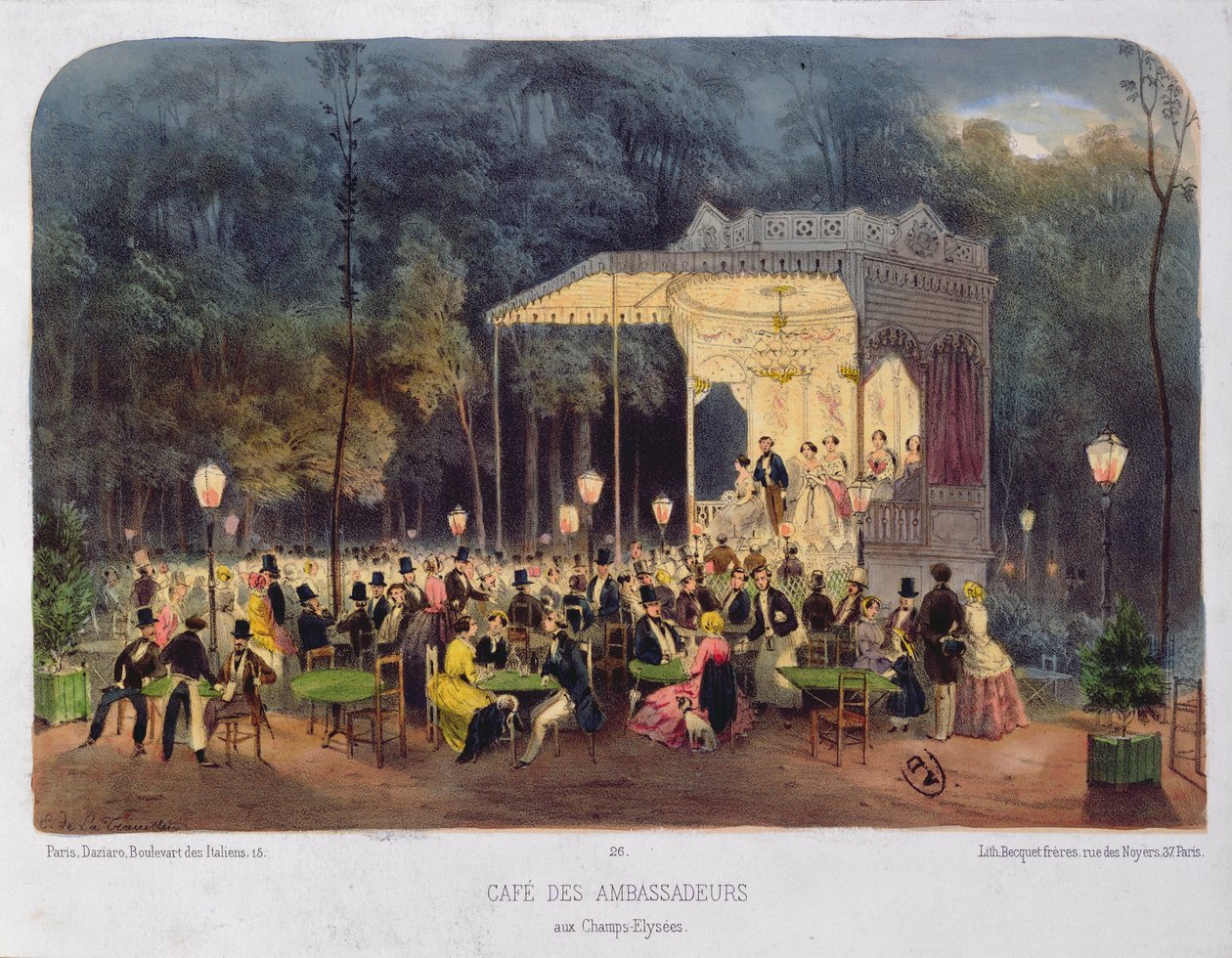 Cafe des Ambassadeurs, Champs-Elysees, ca. 1850 door French School