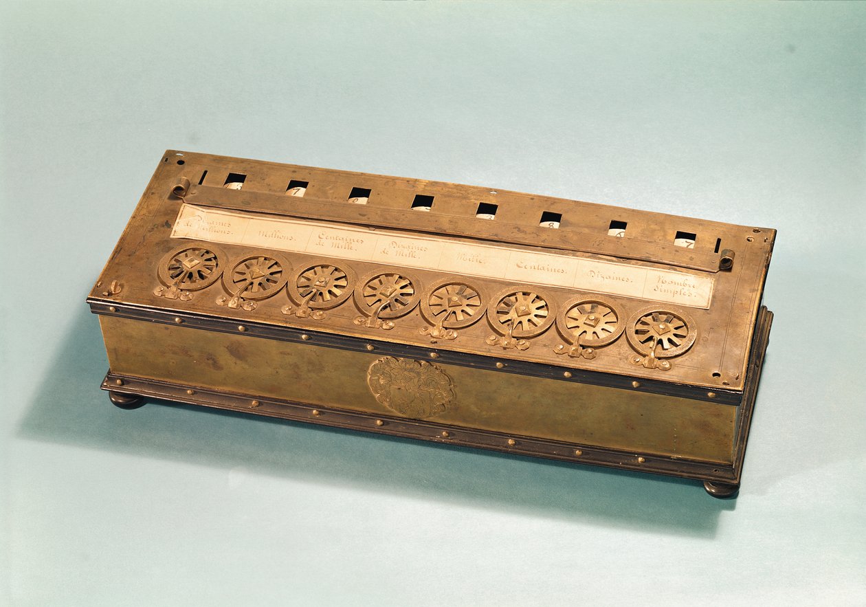 Rekenmachine uitgevonden door Blaise Pascal (1623-62) door French School