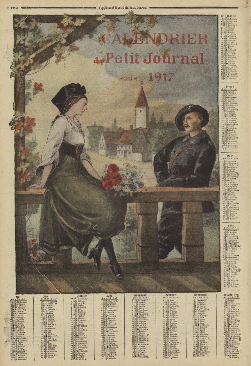 Kalender voor 1917 (kleurenlitho) door French School