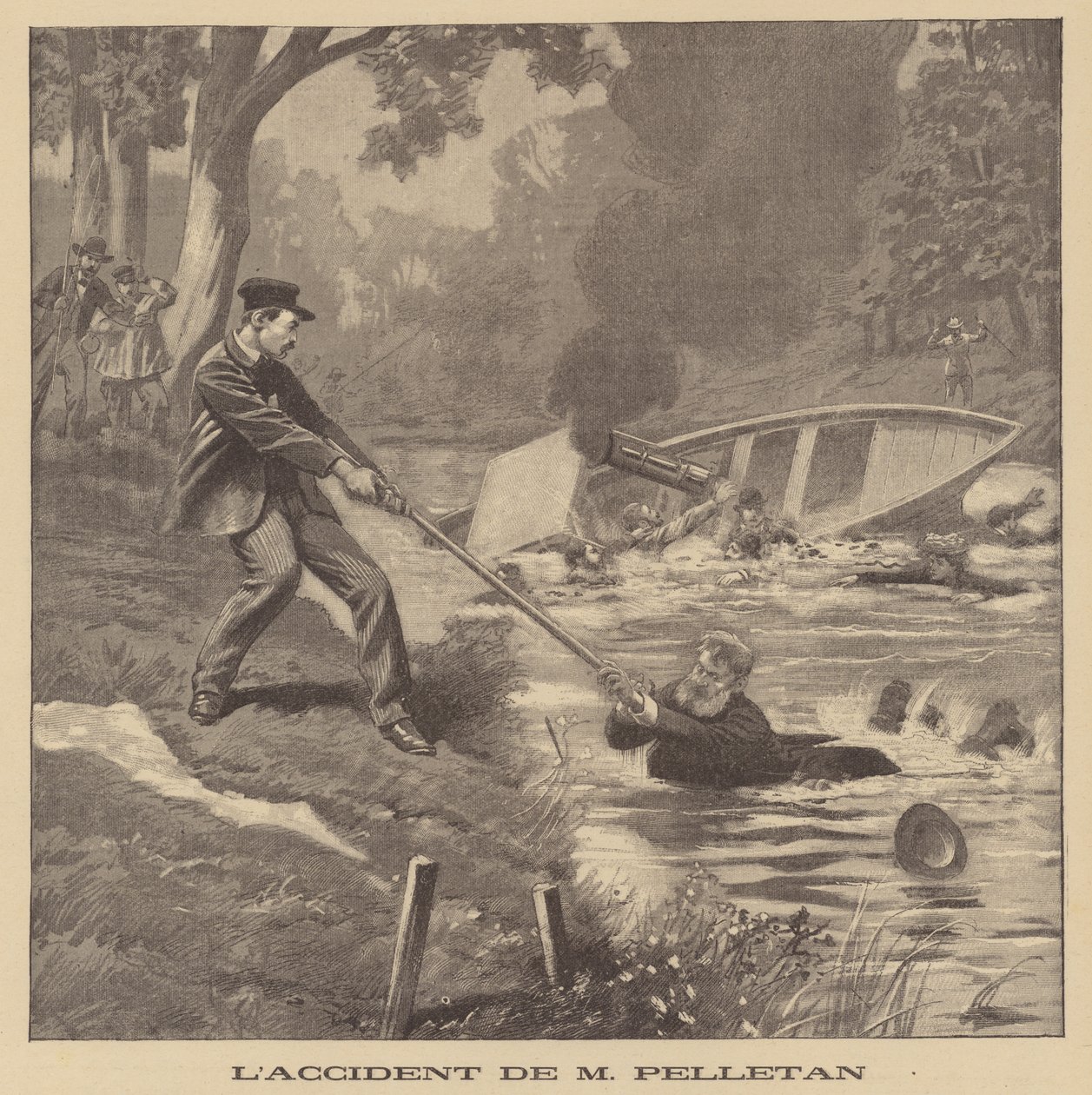 Het ongeluk van Camille Pelletan (litho) door French School