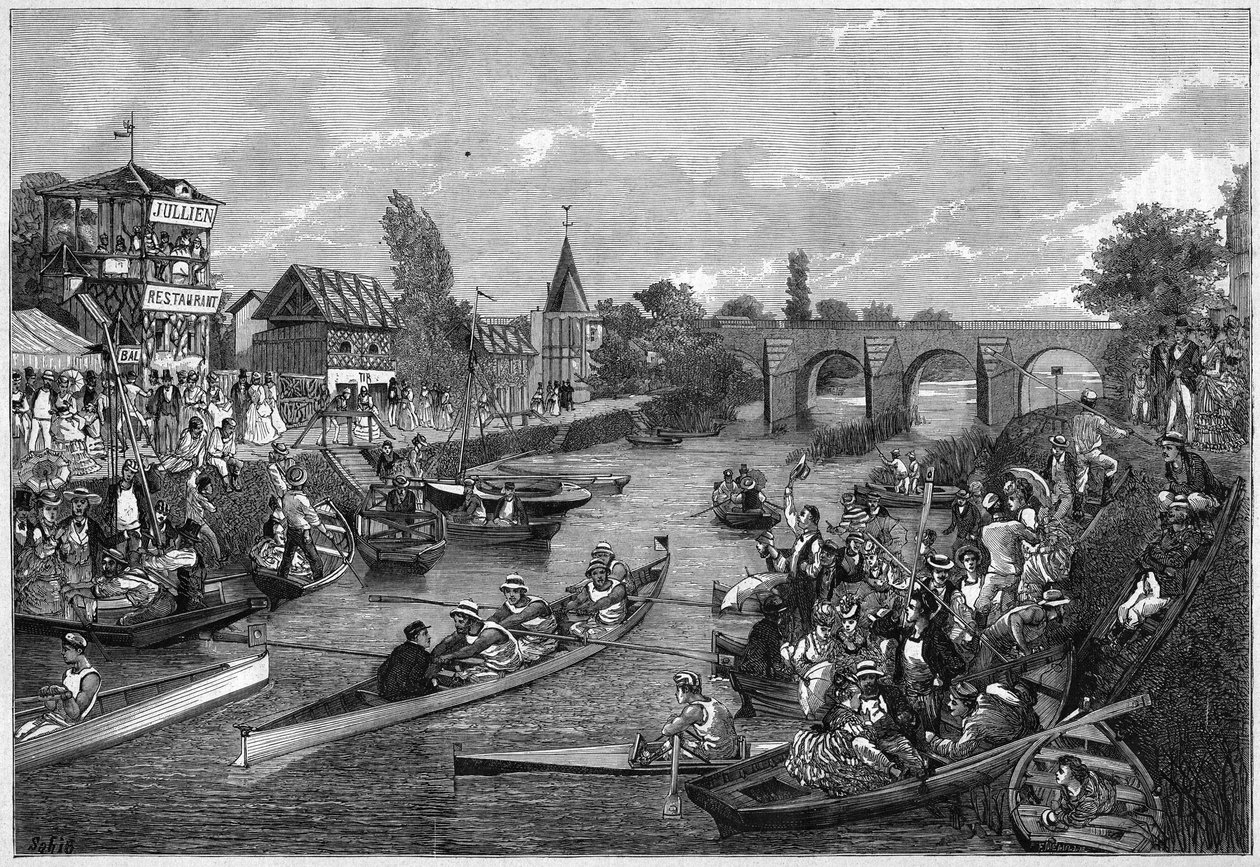 Kanoën op de Seine bij Joinville-le-Pont door French School