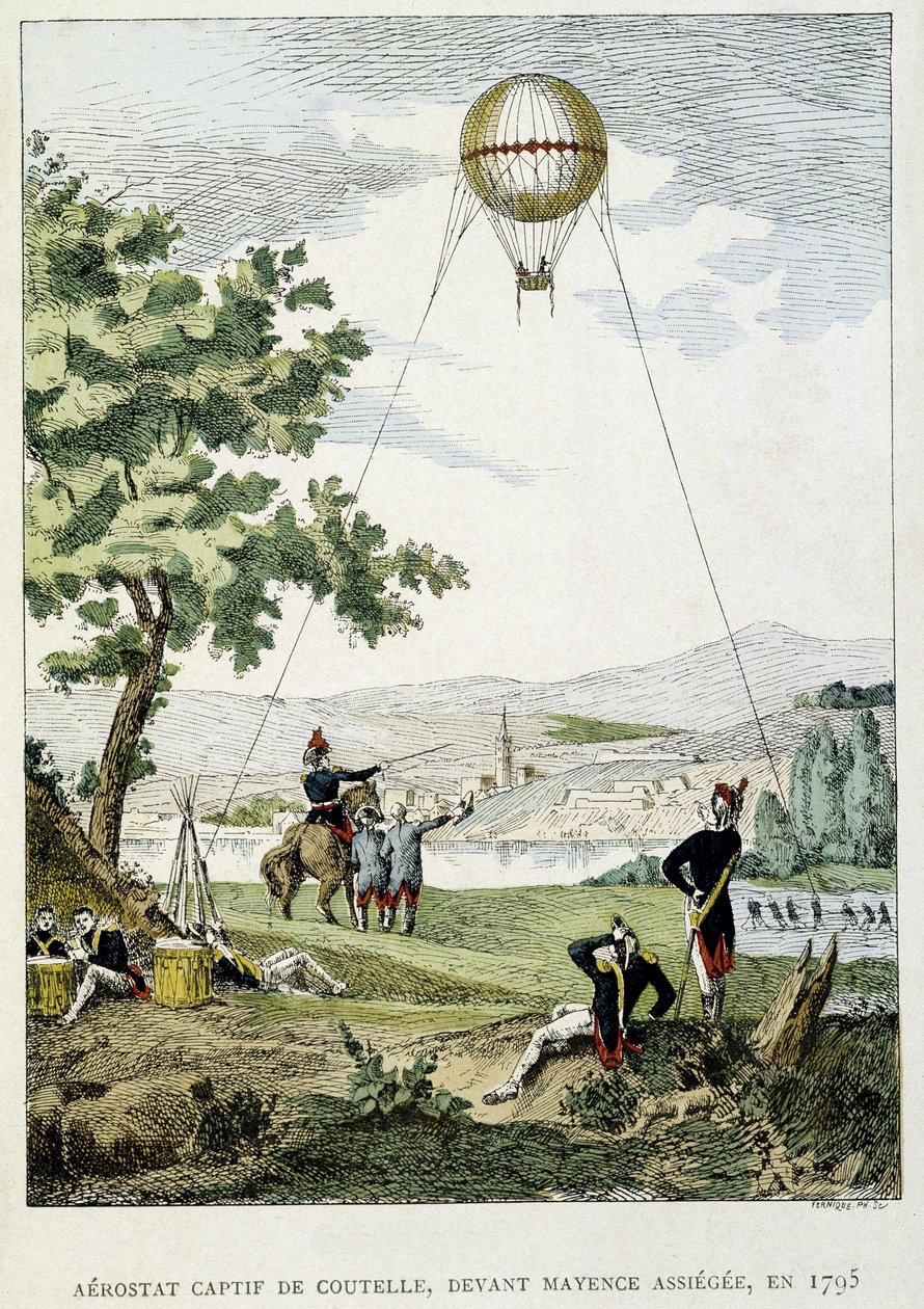 Gevangen aerostaat door Jean Marie Joseph Coutelle (1748-1835), voor Mainz belegerd door French School