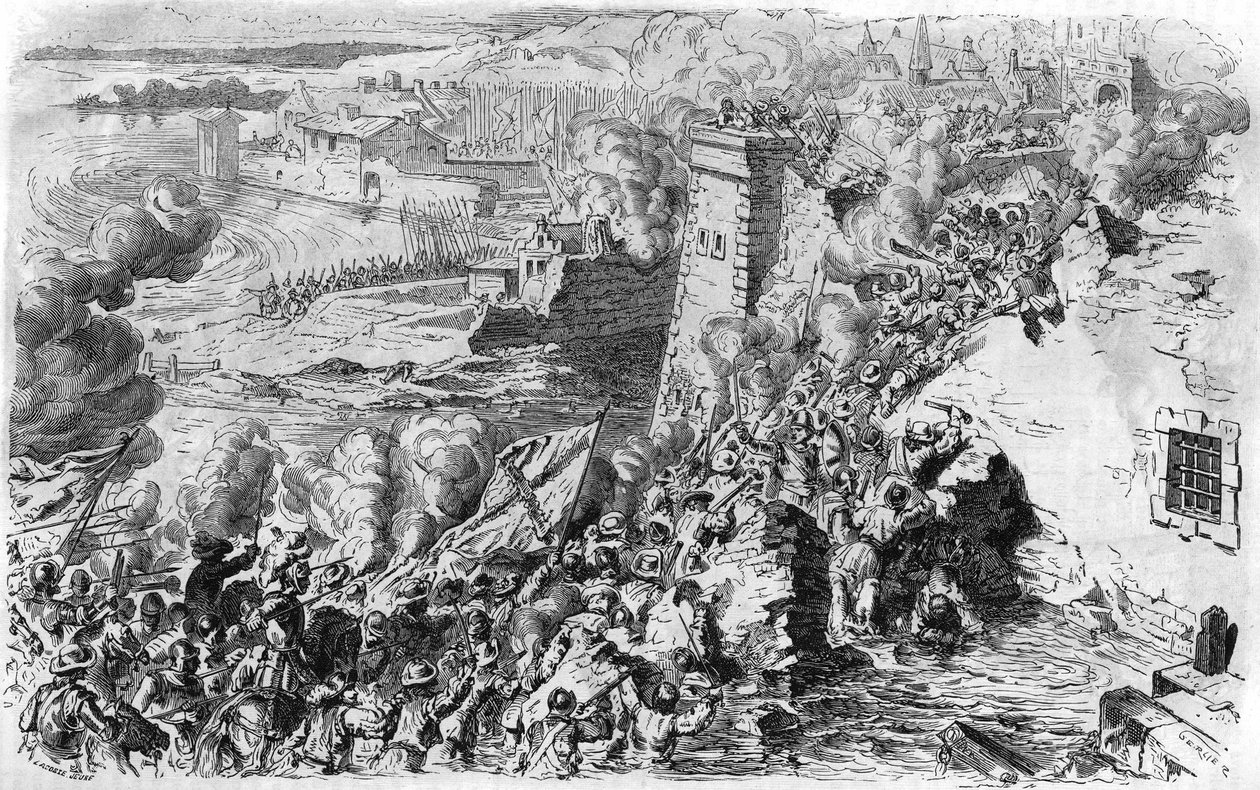 Inname van Lagny door Farnese in 1590, naar een oude gravure. In 