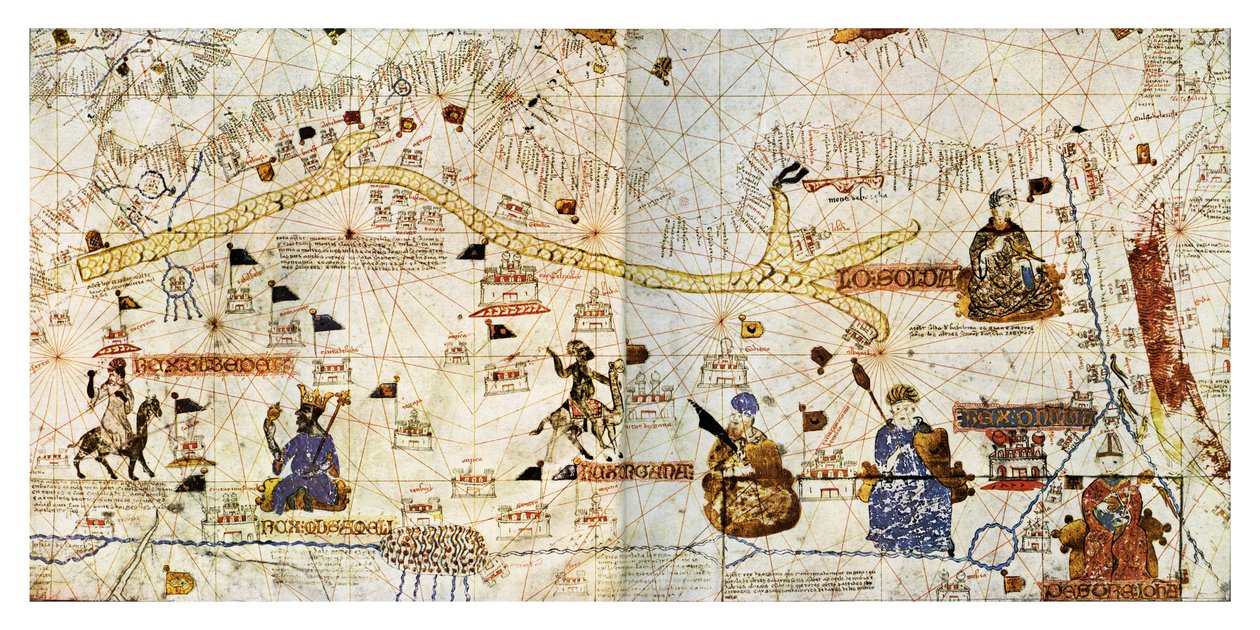 Karavaanroutes van de Sahara in 1413, uit 